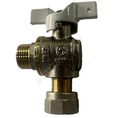 Кран шаровой латунь никель угловой 1123 Standard Ду 20 Ру30 ВР/нак. гайка бабочка Aquasfera 1123-02