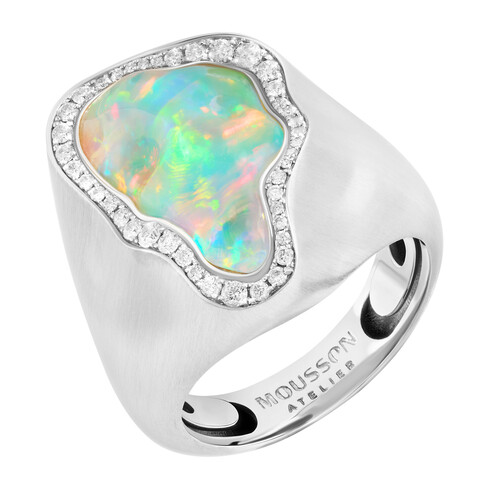 Кольцо с Опалом и Бриллиантами, R0029-35/1