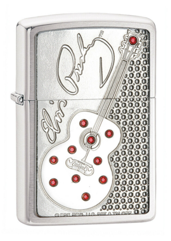 Зажигалка Zippo, латунь/сталь, серебристая, с покрытием High Polish Chrome 36х12х56 мм (24841 Elvis) | Wenger-Victorinox.Ru