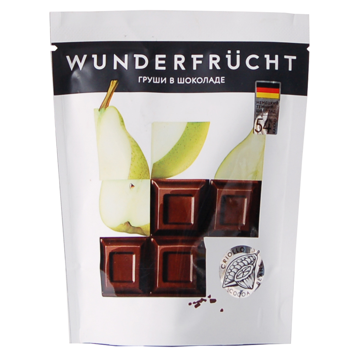 WunderFrucht Конфеты Груша в темном шоколаде 54%  75 г