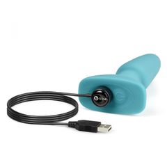 Голубая вибропробка с ротацией шариков RIMMING REMOTE CONTROL PLUG TEAL - 15,2 см. - 