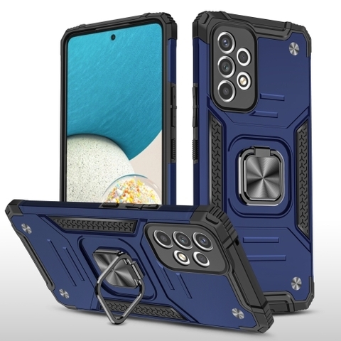 Противоударный чехол Strong Armour Case с кольцом для Samsung Galaxy A33 (Синий)