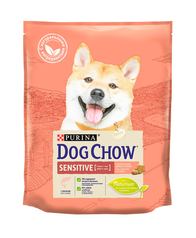 Purina Dog Chow сухой корм для взрослых собак с чувствительным пищеварением (лосось) 800г