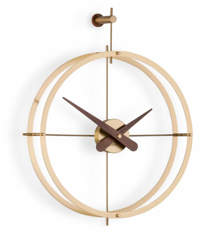 Часы Nomon Dos PUNTOS PREMIUM GOLD (основание - латунь/центр - латунь/стрелки - орех). D=43см, H=56см