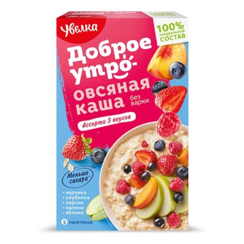 Каша УВЕЛКА Овсяная Ассорти 5 вкусов 200 гр РОССИЯ