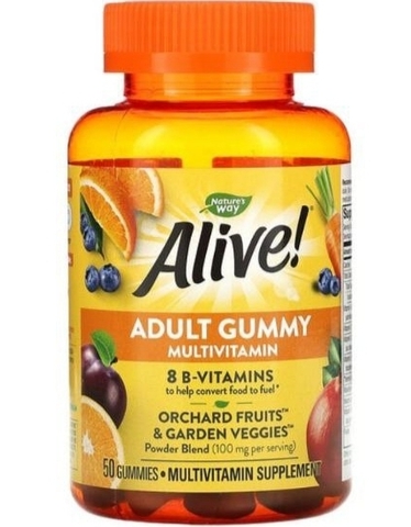 Alive, Живой! Мультивитаминные жевательные конфеты, отличные фруктовые вкусы, 50 жевательных конфет