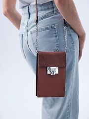 Сумка кожаная на плечо кросс-боди бордо