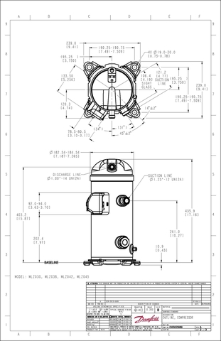 Компрессор спиральный Danfoss MLZ045T4LQ9A ( 121L8799 ) серии MLZ