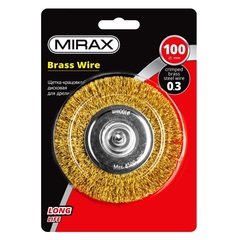 MIRAX 100 мм, витая стальная латунированная проволока 0.3 мм, щетка дисковая для дрели (35145-100)