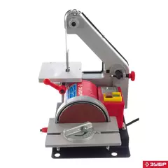 ЗУБР d 125 мм, 25 х 762 мм лента, 330 Вт, тарельчато - ленточный шлифовальный станок (ЗШС-330)