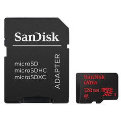 MicroSD 128GB SanDisk Class 10 Ultra (SD адаптер) UHS-I 100MB/s
