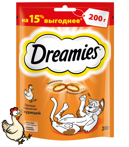 Dreamies лакомство для взрослых кошек c курицей 200г