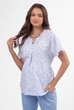 Блузка для беременных 14787 бело-голубой
