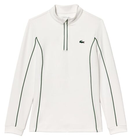 Женская теннисная куртка Lacoste Slim Fit Quarter-Zip Sweatshirt - white/green