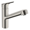 Hansgrohe Focus M43 71842800 Кухонный смеситель однорычажный, 150, с вытяжным изливом, 1jet сталь