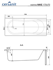 ВАННА АКРИЛОВАЯ CERSANIT NIKE 170x70 С НОЖКАМИ
