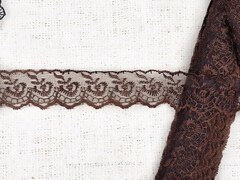 Вышивка на органзе, ш. 4,3 см, коричневый