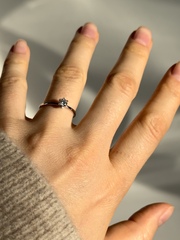 Кольцо Princess Round, муассанит, гранат