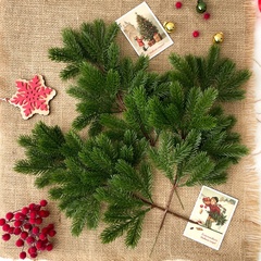 Еловая ветка искусственная, реалистичная, цвет зеленый хвойный, 37-39 лапок, декор зимний, рождественский, ветка 41 см, набор 3 ветки.
