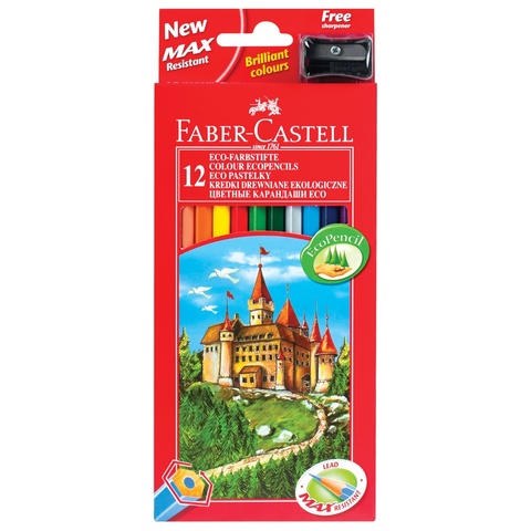 Набор цветных карандашей Faber-Castell 12 шт + точилка