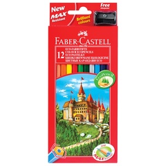 Набор цветных карандашей Faber-Castell 12 шт + точилка