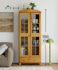 Шкаф витрина Бритта двухдверная стеклянная, бейц