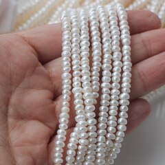 Жемчуг натуральный речной, рондель, 4,5-5 мм, 1 нить, Ж004