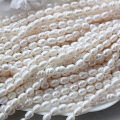 Жемчуг натуральный речной, рис, 7,5-11,3 мм, 1 нить, Ж027