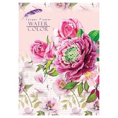 
          Записная книжка А5, Проф-Пресс, 7БЦ, ламинированный картон, глянцевая ламинация, клетка, 48 л, "Акварельные цветы"