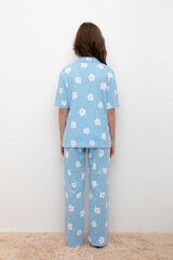 пижама  для девочки  КБ 2829/голубая мечта,цветы
