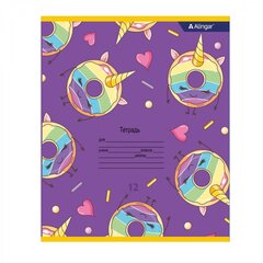 
          Тетрадь 12л., клетка, Alingar, скрепка, блок офсет, 100% белизна, мелованный картон (стандарт), "Пончики"