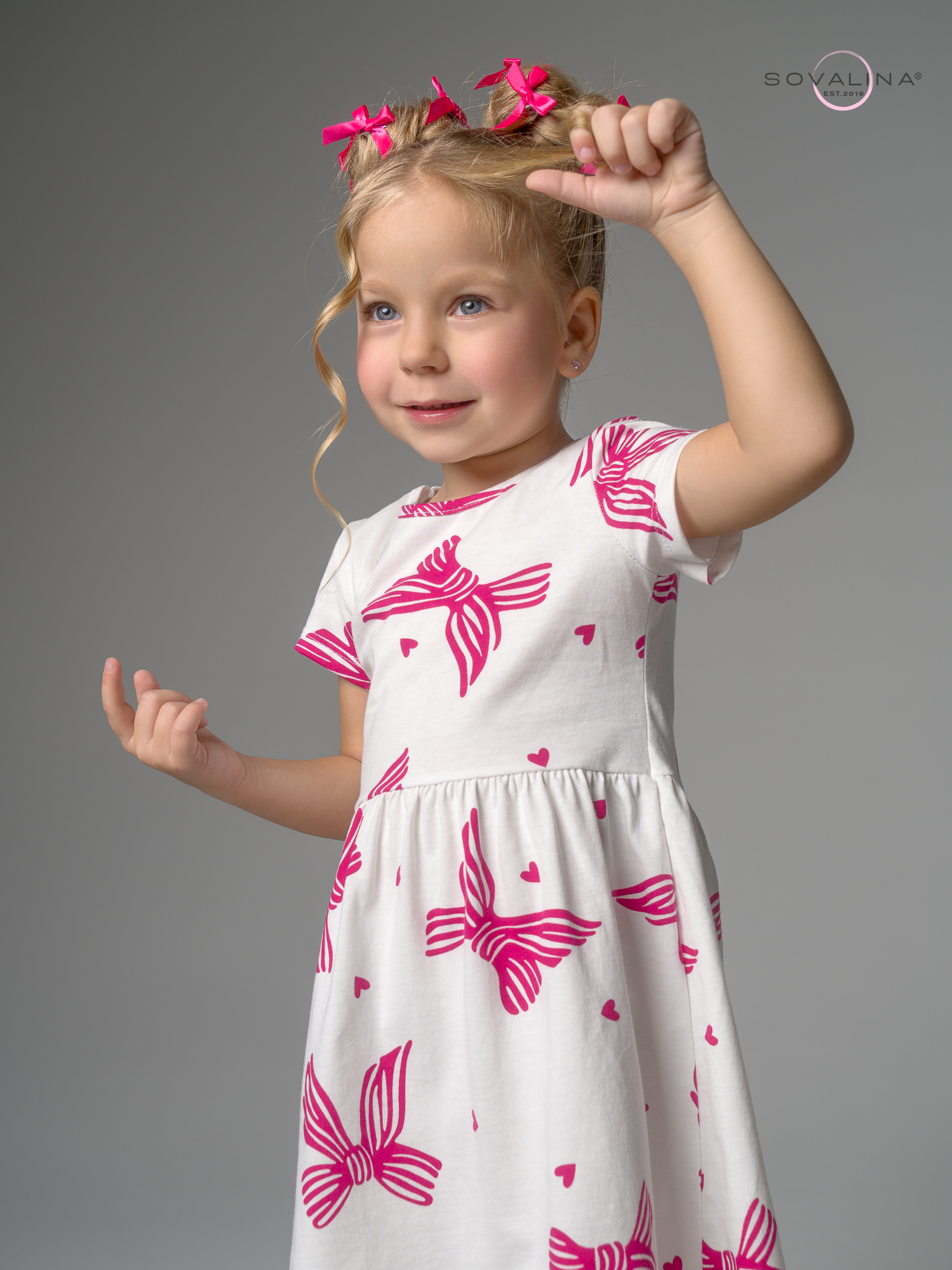 Платье Лето алые бантики