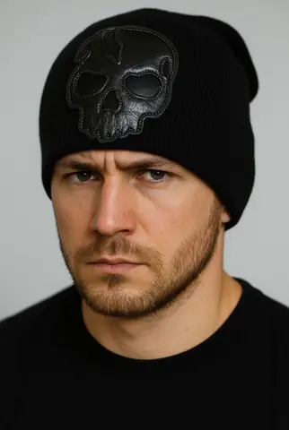 Шапка из хлопка BST0005 с кожей кенгуру 7.17 Studio Luxury