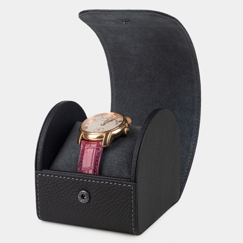 Коробка для часов из кожи теленка, черного цвета