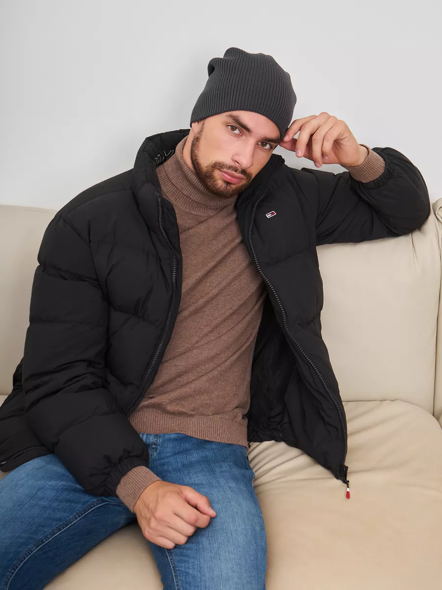 Шапка зимняя на флисе вязаная бини