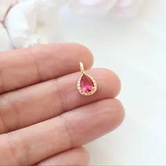 Подвеска Капля с ярко-розовым фианитом, 15*8 мм, позолота, П423