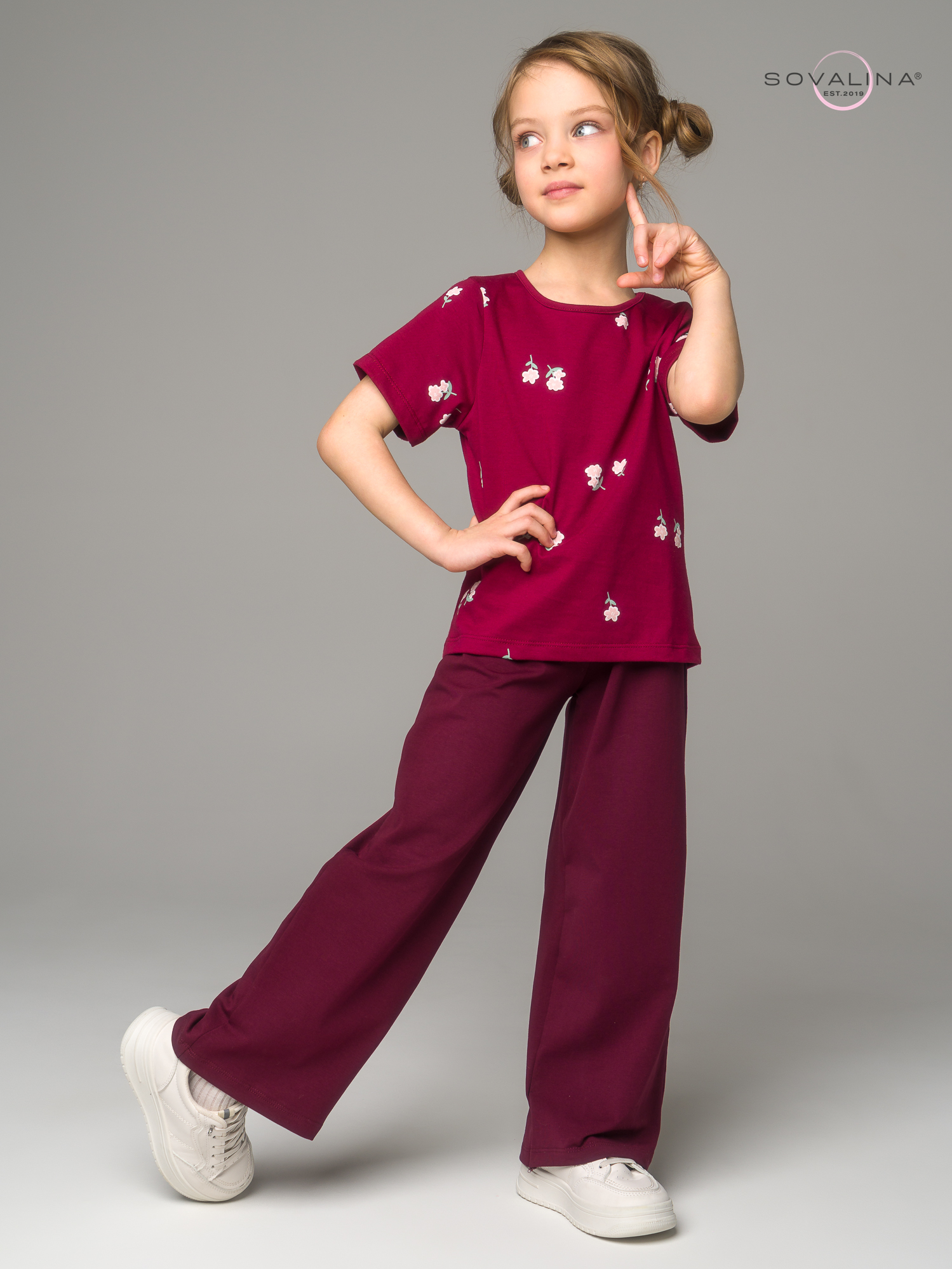 Костюм Лето лютики бордо-марсала