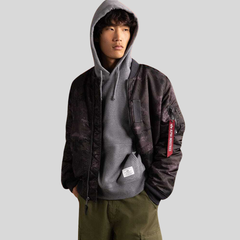 Бомбер Alpha Industries MA-1 Mod Black Blur Camo (Черный Камуфляжный)