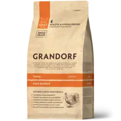 Сухой низкозерновой корм GRANDORF CAT Turkey STERILISED Индейка для стерилизованных кошек 2кг