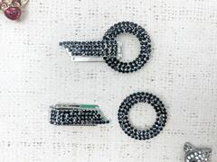 Застежка-клипса со стразами, р. 6х3,3 см, чёрный