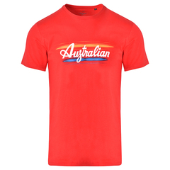 Теннисная футболка Australian Cotton T-Shirt Brush Line Print - rosso vivo