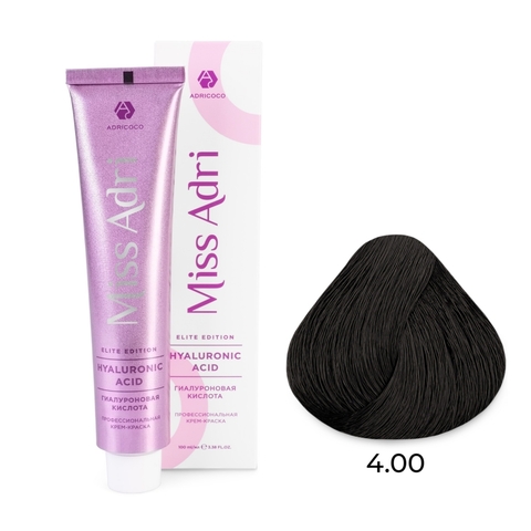 Крем-краска для волос Miss Adri Elite Edition, оттенок 4.00 Коричневый интенсивный, ADRICOCO, 100 мл