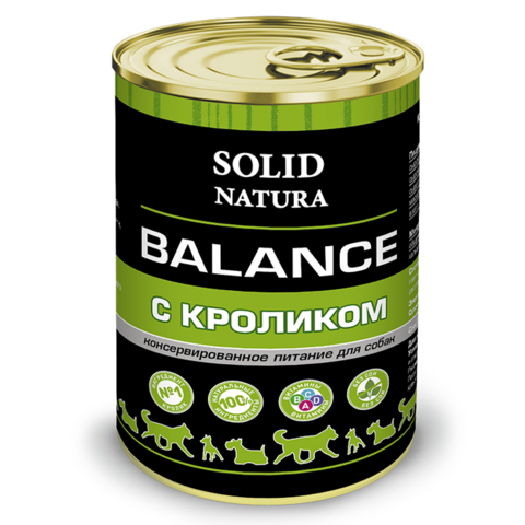 Solid Natura Balance Кролик влажный корм для собак жестяная банка 0,34 кг