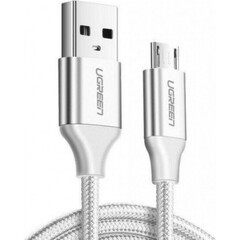 Кабель  UGREEN USB 2.0 A to Micro USB Cable Nickel Plating Aluminum Braid 1м серебристый US290