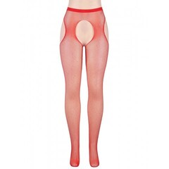 Колготки в сетку в виде пояса с чулками Diamonds красные (размер XS-M)