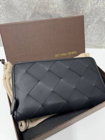 Портмоне Bottega Veneta черный с застежкой-молнией