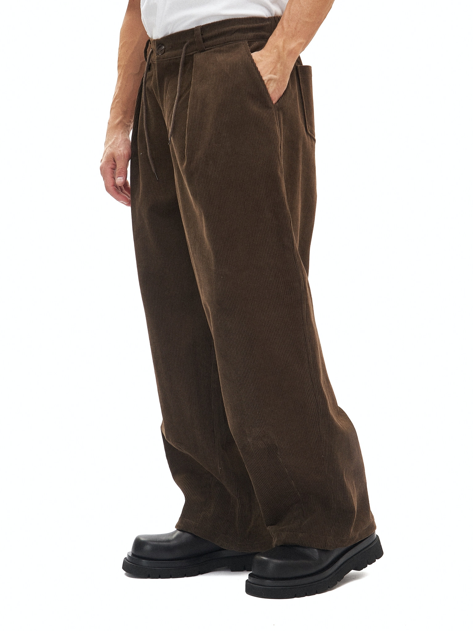 Широкие вельветовые брюки 2Studio коричневого цвета