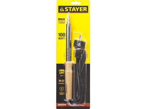 STAYER MAXTerm 100 Вт клин, Электропаяльник с деревянной рукояткой (55310-100)