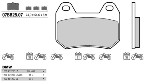 07BB2507 колодки тормозные МОТО(FDB2102)