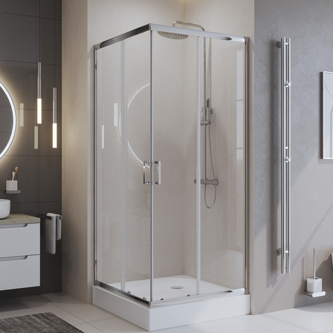 Душевой уголок BelBagno UNO-195-A-2-80-C-Cr 80х80 / прозрачное стекло / без поддона